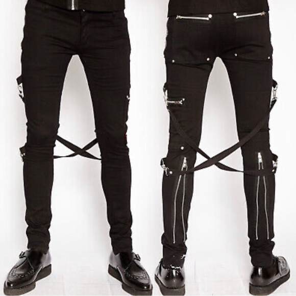 Tripp nyc Jeans Tripp Nyc Chaos Punk Rave Goth Rock Bondage Straps